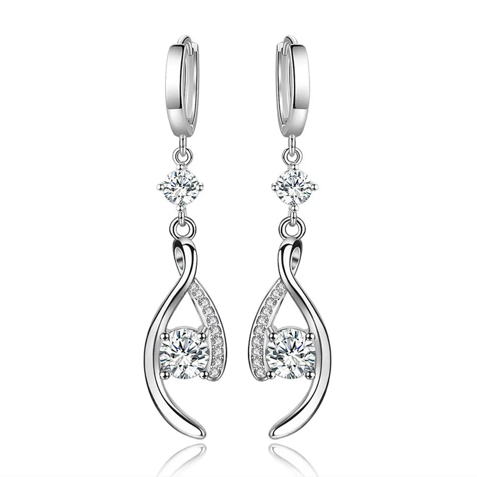 CHSHINE 925 Sterling Silver Love Interweave Blue AAA Zircon Earrings for Women's Wedding Gifts Fashion Jewelry