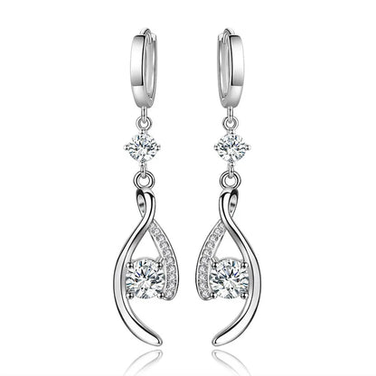 CHSHINE 925 Sterling Silver Love Interweave Blue AAA Zircon Earrings for Women's Wedding Gifts Fashion Jewelry