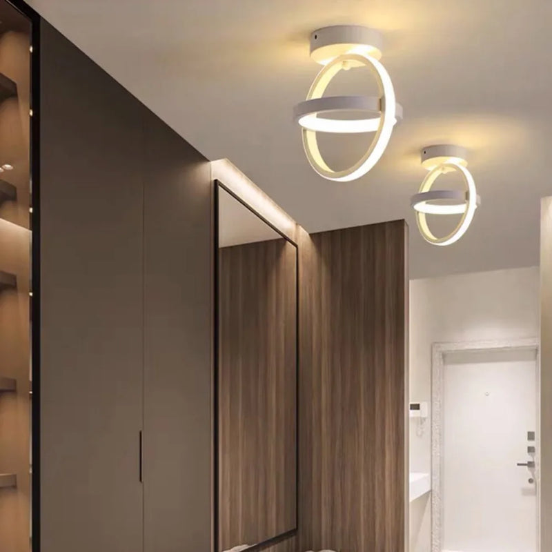 Modern LED Ceiling Light 2 Rings Creative Design Ceiling Lamp Indoor Lighting Fixtures Hallway Balcony Aisle Office Light