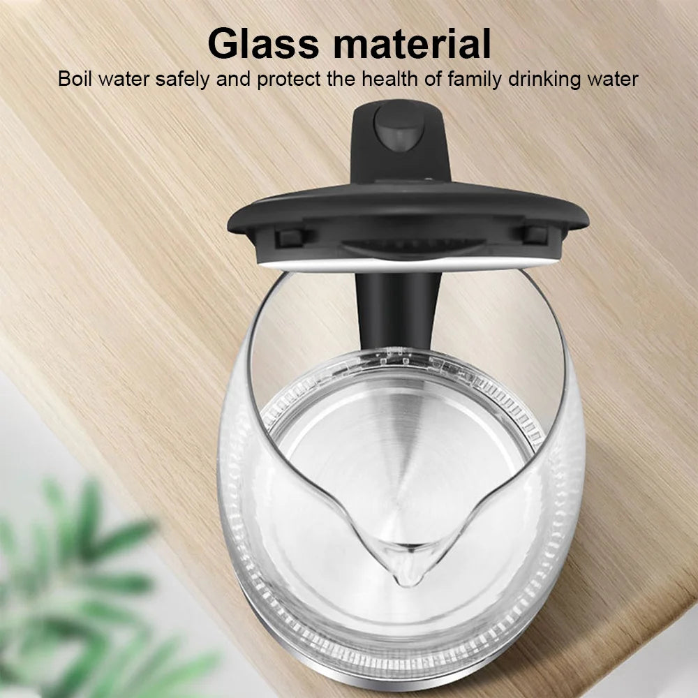 2L Large Capacity Electric Kettle 220V Glass Tea Kettle Home Kitchen Water Heater 1500-1800W EU/UK Plug Water Boiler