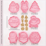 Natal Papai Noel Plastic Cookie Press, Molde De Biscoito, Cookie Stamp, Confeitaria Cozimento De Cozinha, Ferramentas De Pastelaria, 8 Pcs