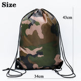 Outdoor Unisex Riding Gym Shoes Clothes Storage Travel Camouflage Drawstring Bag Oxford Bag Backpack Portable Sports Bag