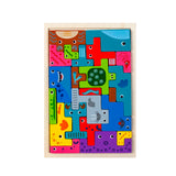 Montessori Animal Characters Transportation Wooden Puzzle Russian Blocks Cute Animals Puzzle Toys Occupation