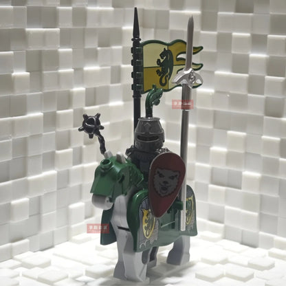 New Medieval Knights Red Lion Black Eagle Castle Soldier Green dragon Action Figures Cavalry Building Block Military Toy Gifts