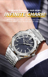 BINBOND Sturdy Stainless Steel Strap Quartz Wristwatches for Men Luxury Luminous Waterproof Auto Date Accurate Men's Watch Reloj