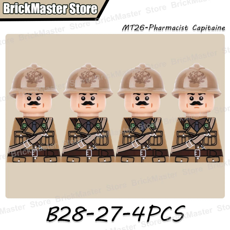 WW2 French Soldier Figure Building Blocks Military War Weapon Medical Officer Army Infantry Warrior Cavalry Gun Bricks Toy Gifts