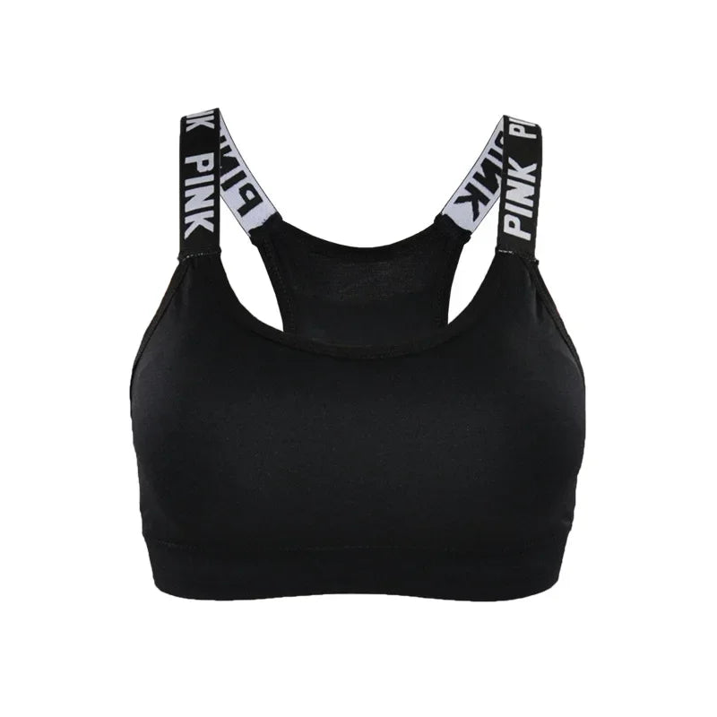 Women's Sports Bra Push Up Fitness Bra Yoga Bra Sport Underwear Running Gym Fitness Tops Black White Letters Seamless Underwear