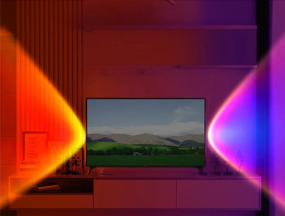Proyector de lámpara de atardecer LED USB RnnTuu, luz nocturna portátil para decoración del hogar, luz de ambiente para sala de estar, fotografía de pared, luces de neón