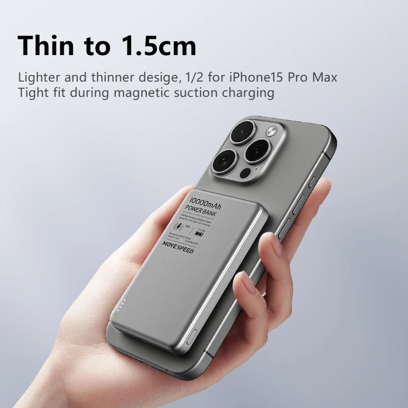 MOVESPEED S10 Magnetic Power Bank 10000mAh 15W Wireless Fast Charge PD20W Mini Portable PowerBank for iPhone Samsung Xiaomi