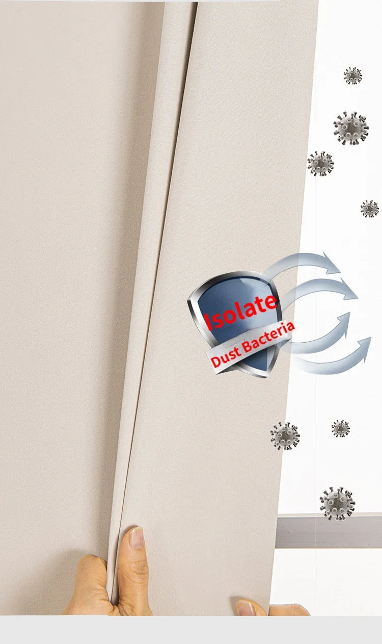 Convenient No Drilling 100% Blackout Short Curtains for Living Room Bedroom Bay Windows Blinds Easy Install Door Kitchen Decor