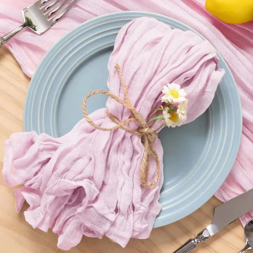 Set of 12 Gauze Cheesecloth Napkins Cloth Bulk Dinner Table Napkins for Home Wedding Valentine's Party Event Table Decoration