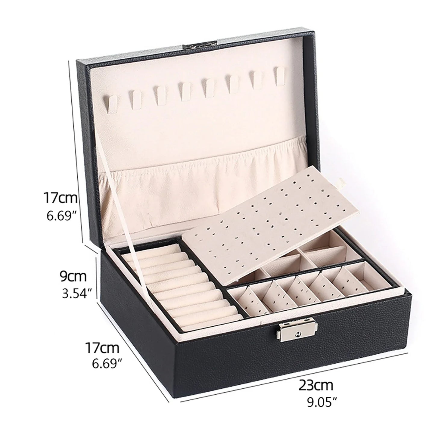 Portable Jewelry Box Jewelry Organizer Display Travel Jewelry Case Boxes Button Leather Storage Zipper Jewelers Display Holder