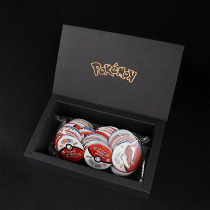 Caja de 100/160 tazos de Pokémon de 1.ª y 2.ª generación, colección de cartas redondas y cuadradas 3D, álbum de entrenadores, Pogs, Cheetos, Chipitaps