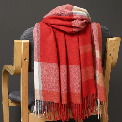 Bufandas de marca de lujo para otoño e invierno, cálidas, tipo pañuelo, de cachemira, a cuadros, con flecos gruesos y grandes, para hombre.