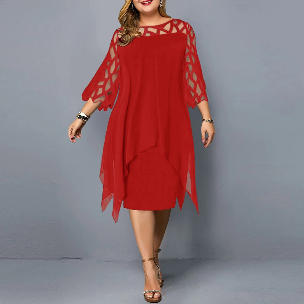 Fashion Chiffon Hollow Out Loose Casual Dress Women 2025 Summer Plus Size Women Clothing Ladies Dresses 4XL 5XL 6XL Robe Femme
