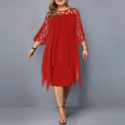 Fashion Chiffon Hollow Out Loose Casual Dress Women 2025 Summer Plus Size Women Clothing Ladies Dresses 4XL 5XL 6XL Robe Femme