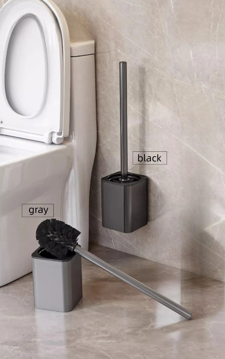 Escobillero de lujo con carcasa metálica, soporte para escobillero de pared, sin ángulo muerto, herramientas de limpieza para el hogar, accesorios de baño
