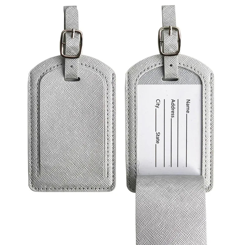 Custom Letters Saffiano PU Leather Luggage Tag Wholesale Personalize Initial Travel Accessories Women Men Suitcase Name Card Tag