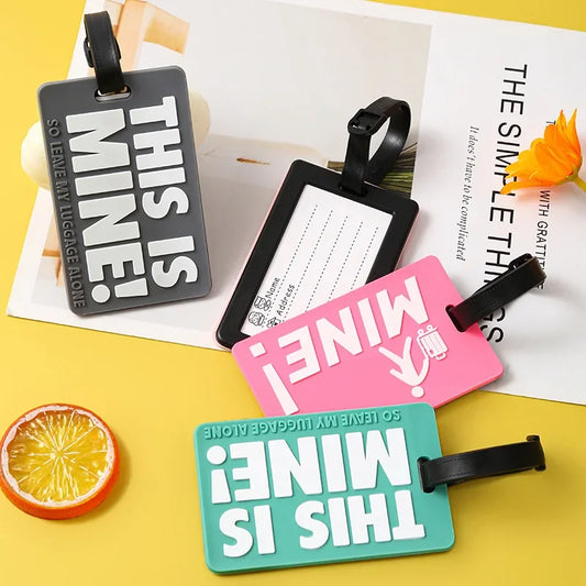 Soft PVC Luggage Tag Fashion Letter Printed Travel Tags Men Women Suitcase Name Tag Airplane Labels Bag Tags Travel Accessories