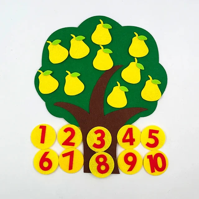 Children's puzzle, DIY non-woven felt, handmade carrot, apple tree, digital teaching aids, Montessori toys for baby 