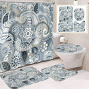 VIKAMA Tropical Plant Leaves Shower Curtain Set  Monstera Print Pattern Green Palm Leaf  Home Decor Bath Mat Toilet Lid Cover