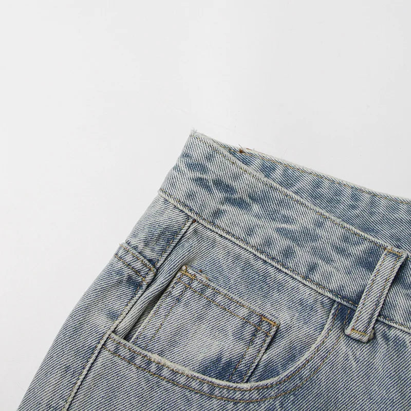 BKQU - Pantalones vaqueros rectos y holgados para mujer, cintura alta, pierna ancha, con diamantes de imitación, largos, moda urbana 2021, pantalones brillantes con diamantes