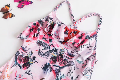 Trajes de baño de una pieza para niñas de 1, 2, 3, 4 y 5 años, estampados, para playa, verano, con lazo