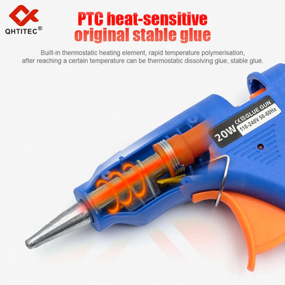 JCD 20W Hot Melt Glue Gun with 7MM 10Pcs Transparent Glue Stick Mini Gun Home Electric Temperature Gun Maintenance Tools