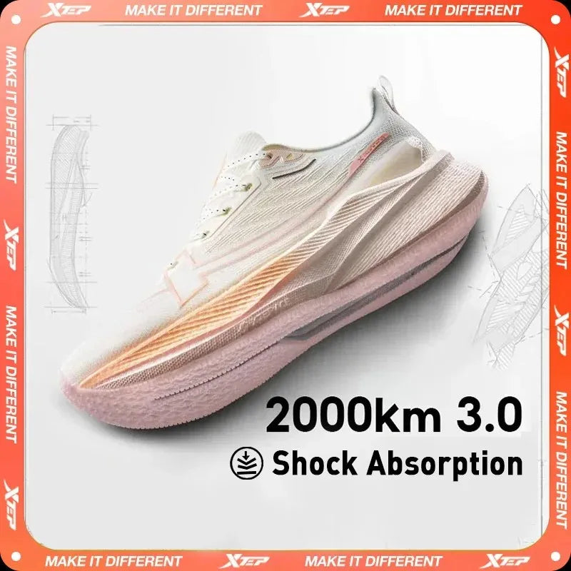 Xtep Women's Running Shoes 2000km 3.0 2025 Spring Lightweight Cushioned Wear-Resistant Training Jogging Sneakers 875118110034