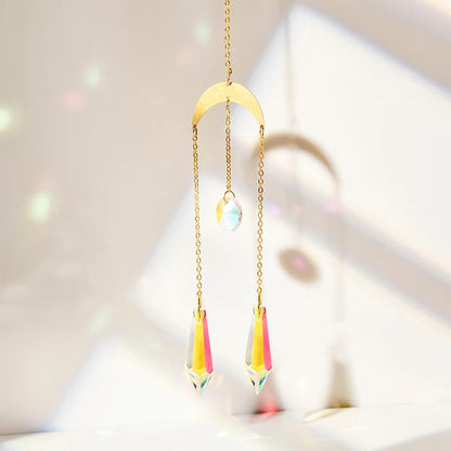 Colgante de cristal para jardín, atrapasol, campanillas de viento, prisma arcoíris, cadena de cristal para ventana, campana colgante, árbol de Navidad, decoración del hogar