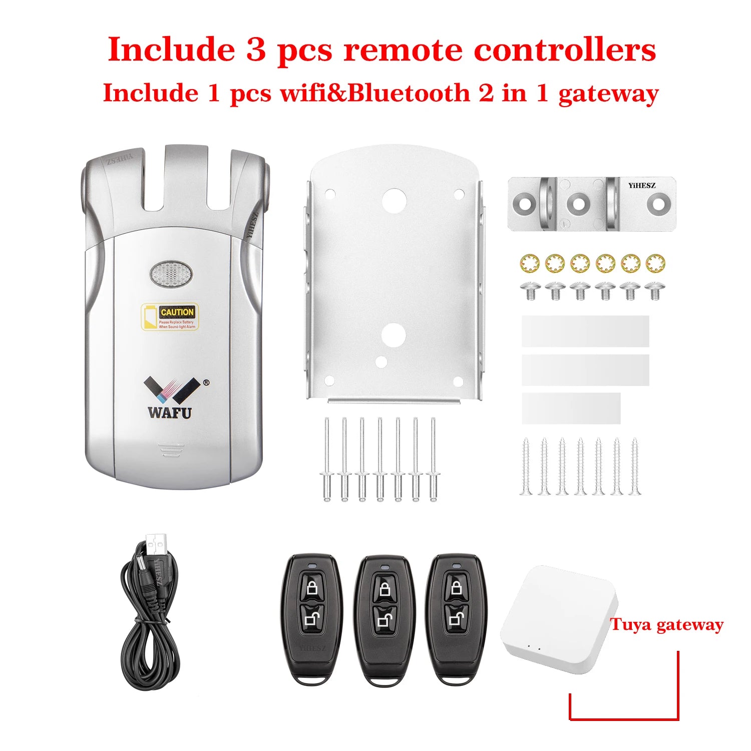 Wafu Door Lock 019 Remote Control Deadbolt Lock Electronic Keyless Tuya Bluetooth/Wifi Smart Lock 433Mhz Invisible Lock