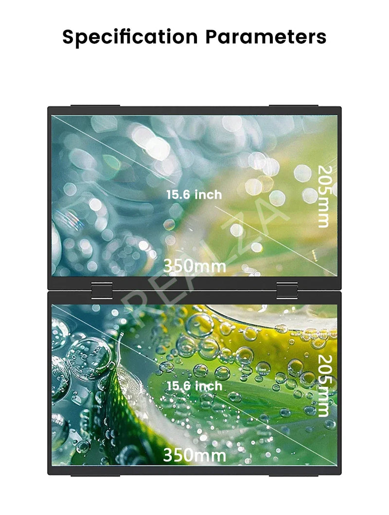 2025 15.6 Dual Screen 1920*1080P 60Hz Touch/Non-Touch Portable Monitor IPS Low Blue Light Eye Protection 360° Folding Drive-free