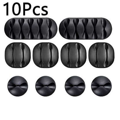 10/1Pcs Self-adhesive Cable Clips Silicone USB Cable Holder Organizer Wire Cord Management Clips for Home Office Desktop Tidy