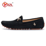 YRZL Men's Loafers Big Size 48 Soft Driving Moccasins High Quality Flats Genuine Leather Slip-on Suede Loafers for Men
