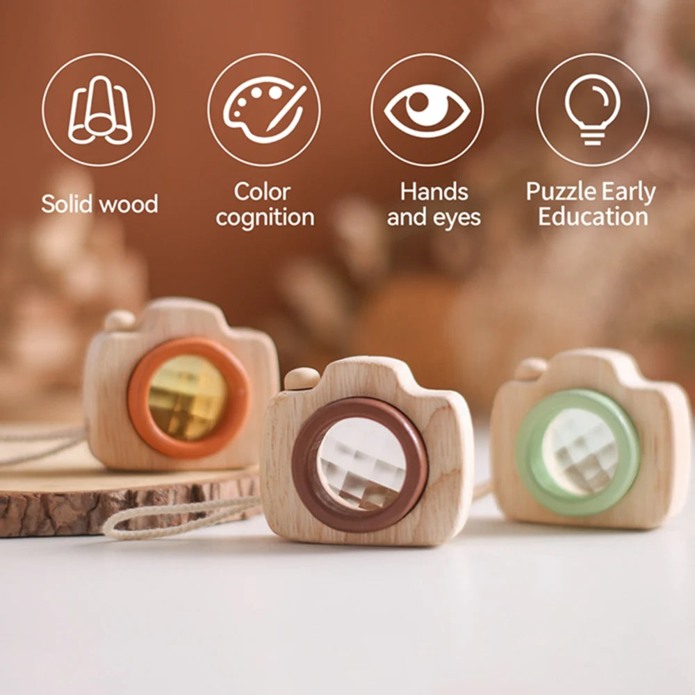 1Pc Wooden Baby Montessori Toys Fashion Camera Pendant Toys for Kids Outdoor Toys Gift Children Wooden Presents Kids Gifts