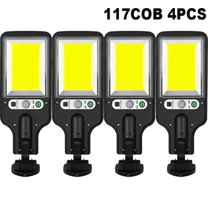 1-6PCS Motion Sensor Solar Outdoor Lights Waterproof 117COB LED Security Wall Lights Street Lamps with 3 Mode Patio Garage Yard
