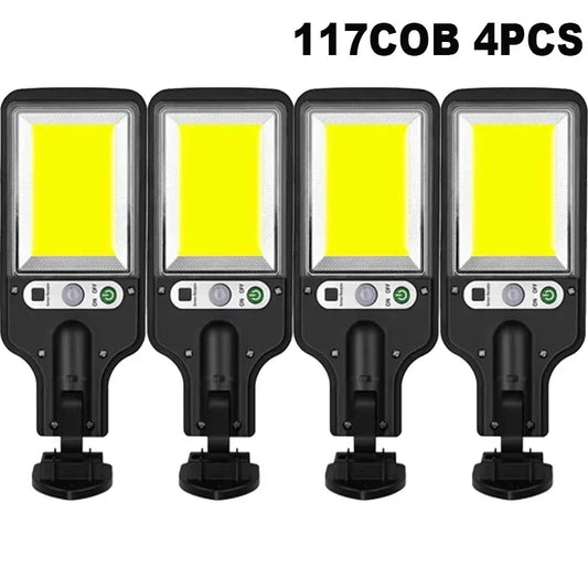 1-6PCS Motion Sensor Solar Outdoor Lights Waterproof 117COB LED Security Wall Lights Street Lamps with 3 Mode Patio Garage Yard