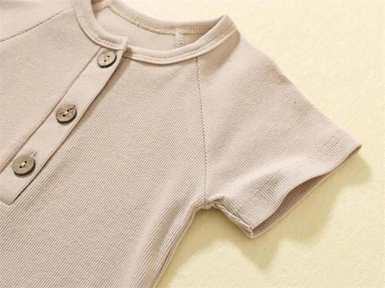 Pelele de verano para bebé, pijama fino de manga corta, mono acanalado, ropa de punto elástica, mono para niña