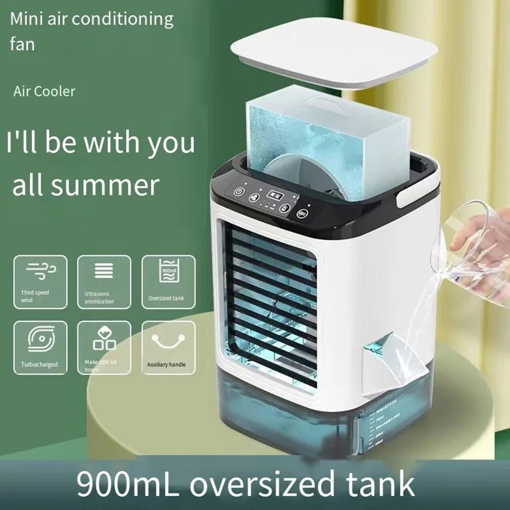 USB Portable Air Conditioner Fan Mini 3 Gears Home Desktop Cooling Fan LED Night Lamp Air Cooler for Room Office Camping 선풍기
