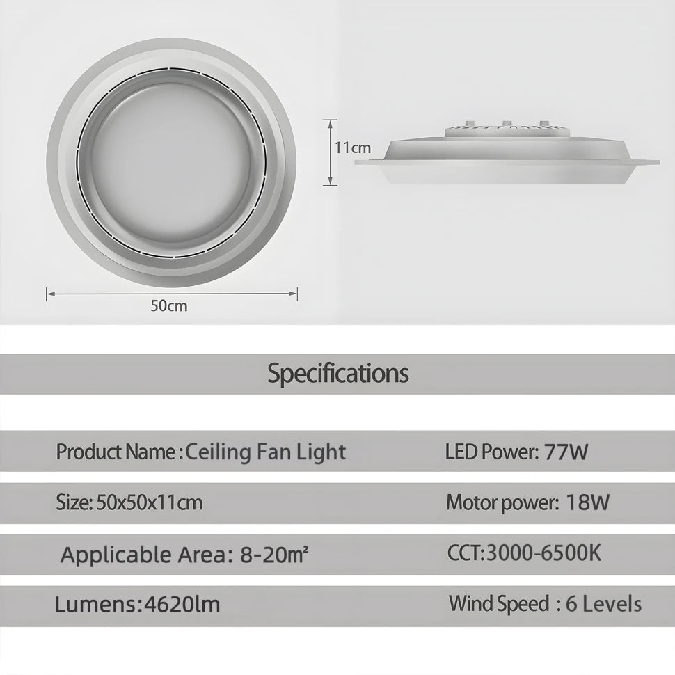 Modern Ceiling Fan with Light Simple Smart Bladeless Electric Fan Remote Control Dimming Silent Timing Light Home Cooling Fan