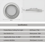 Modern Ceiling Fan with Light Simple Smart Bladeless Electric Fan Remote Control Dimming Silent Timing Light Home Cooling Fan