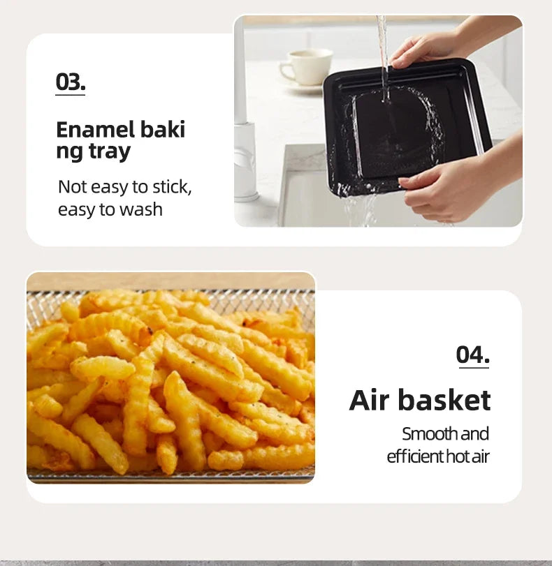 Smart Air Fryer Oven, 26L/13L Large Capacity Electric Air Fryer, Visible Window, Household Kitchen Deep Fryer without Oil, EU 220V