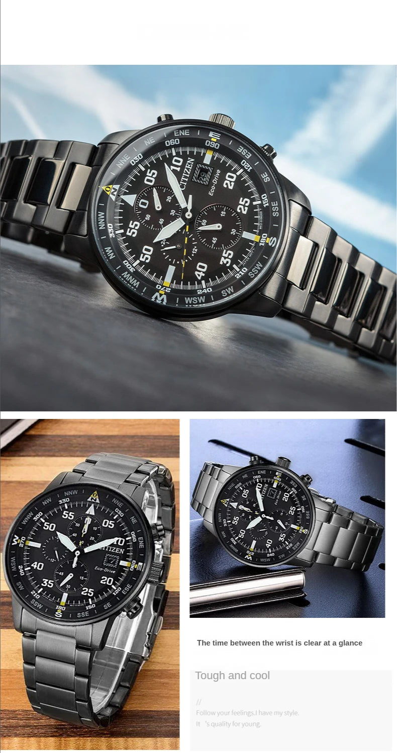 Citizen Fashion Men Stainless Steel Watch Luxury Calendar Quartz Wrist Watch Business Watches for Man Clock Montre Homme