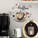 Creative Love Coffee Cup Wall Stickers For Cafe Background Decoration Wallpaper Kitchen Beautify Home Decor Self-adhesive Decals