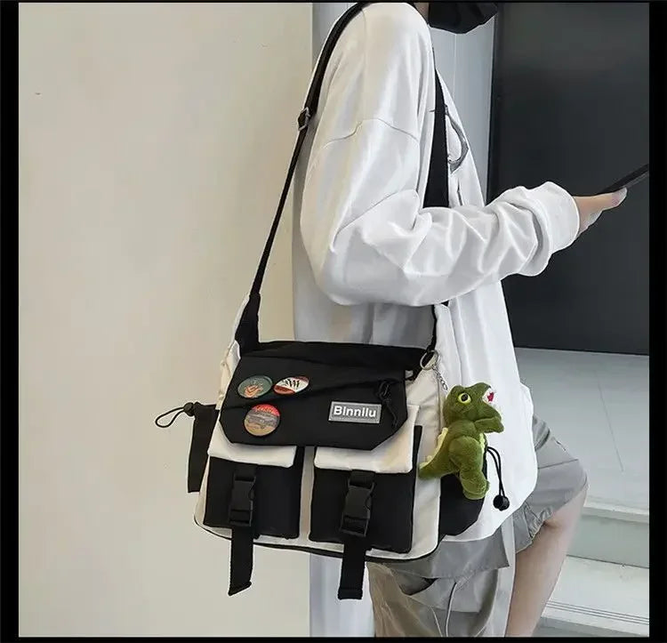 Harajuku Men Nylon Crossbody Bags for Women Messenger Bag Girls School Book Bags Youth Canvas Handbags Shoulder Bag Sac Bolsas