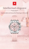 Relógio feminino de Olevs de luxo pulseira de silicone cronógrafo multifuncional calendário a prova de agua 5618