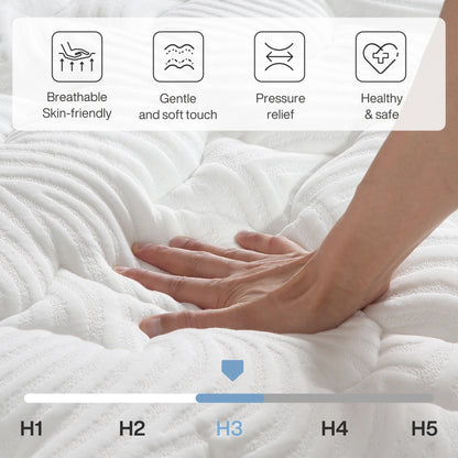 Tribesigns mattress 140x200 cm Height 25 cm Pocket spring Core mattress Medium Hardness H3 7-Zone Orthopedic mattress