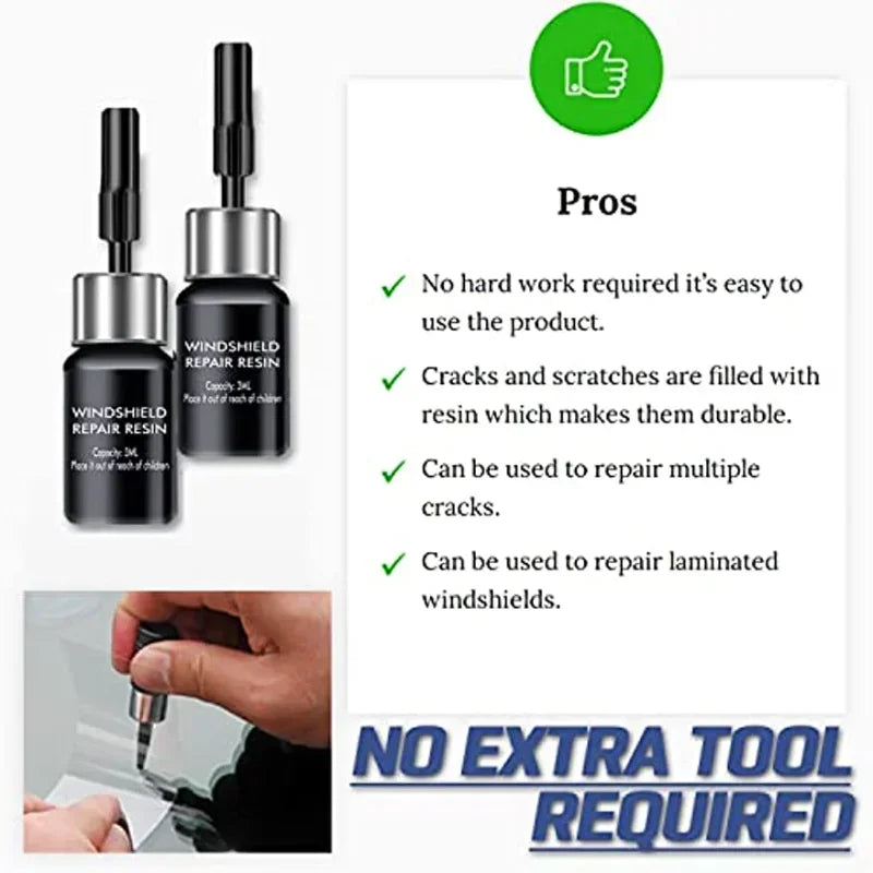 LAICY - Kit de reparación de parabrisas (2 piezas), nanocristal para automoción, herramienta de bricolaje para reparar grietas y astillas, reparación de ventanas delanteras
