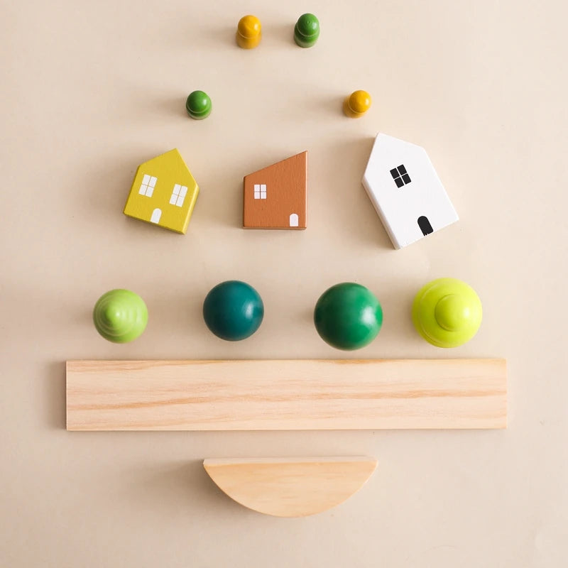 Montessori Sensory Toys Stacking Toys for Baby Forest Houses Replica Wooden Forest Blocks Early Childhood Education Game Gift