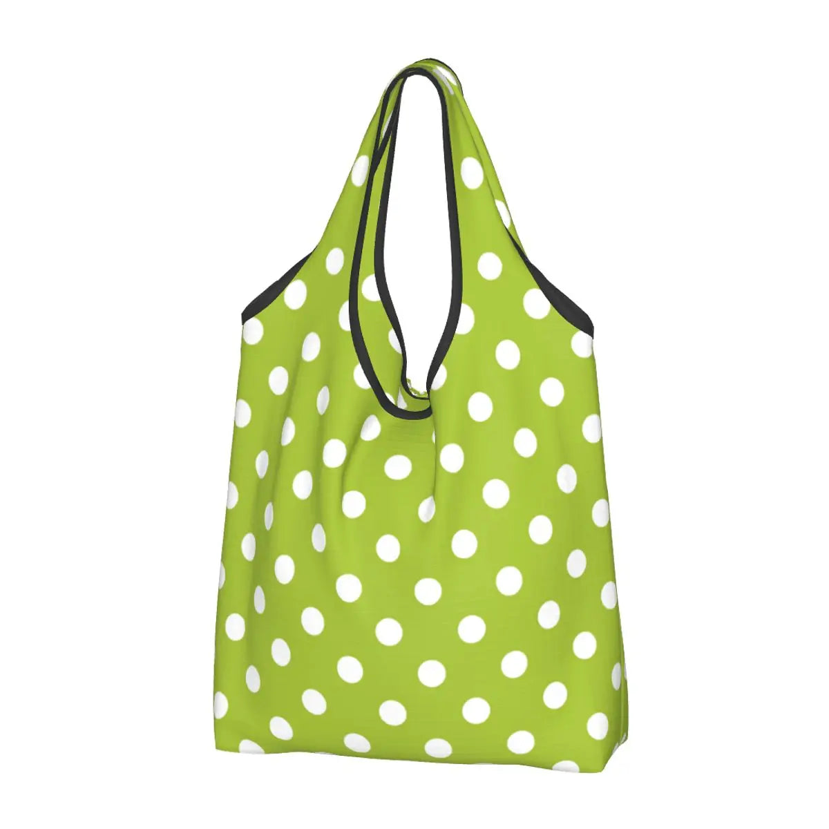 Custom Recycling Classic Black And White Polka Dot Shopping Bag Women Tote Bag Portable Grocery Shopper Bags
